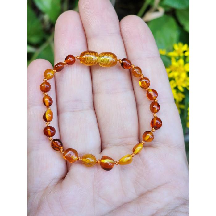 Damla Kehribar 16 cm Karamel Renk Çocuk Bileklik Sertifikalı