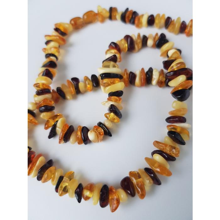 Damla Kehribar 52cm Kolye Yetişkin Cips Tasarım Karışık Renkli