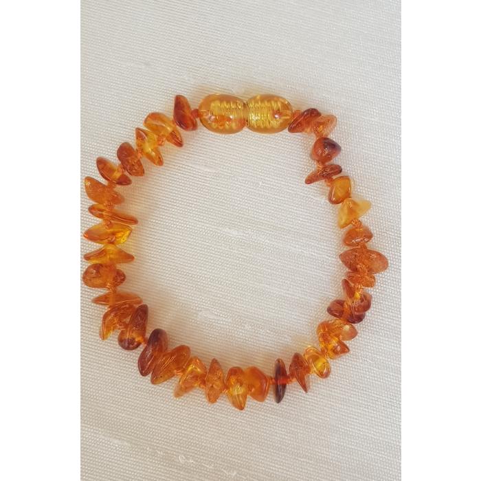 Damla Kehribar Çocuk - Bebek Bileklik Karamel Renk 16 cm 