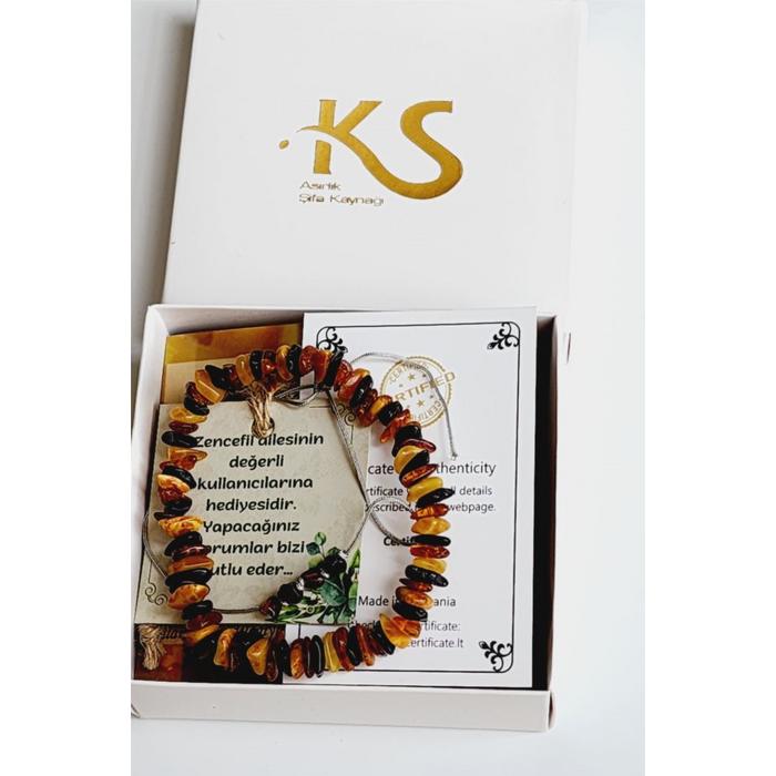 Damla Kehribar Doğal Renkler İri Taneli Unisex Bileklik 20 cm