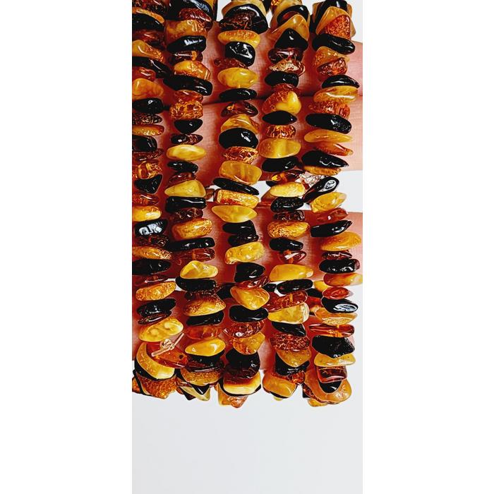 Damla Kehribar Doğal Renkler İri Taneli Unisex Bileklik 20 cm