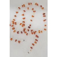 Damla Kehribar Gözlük Askısı İpi Karamel Renk, Krem İp Tasarım 80 cm