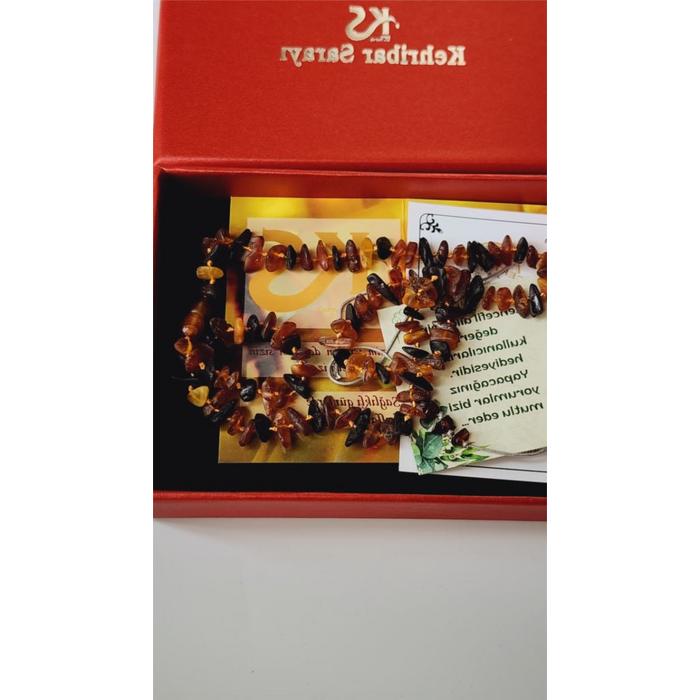 Damla Kehribar İşlem Görmemiş En Doğal Haliyle Natürel Kolye 50 cm