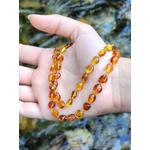 Damla Kehribar Karamel Renk Yetişkin Kolye Barok Unisex