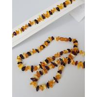 Damla Kehribar Kolye Bileklik Set 3 Renk Naturel Düğümlü Tasarım