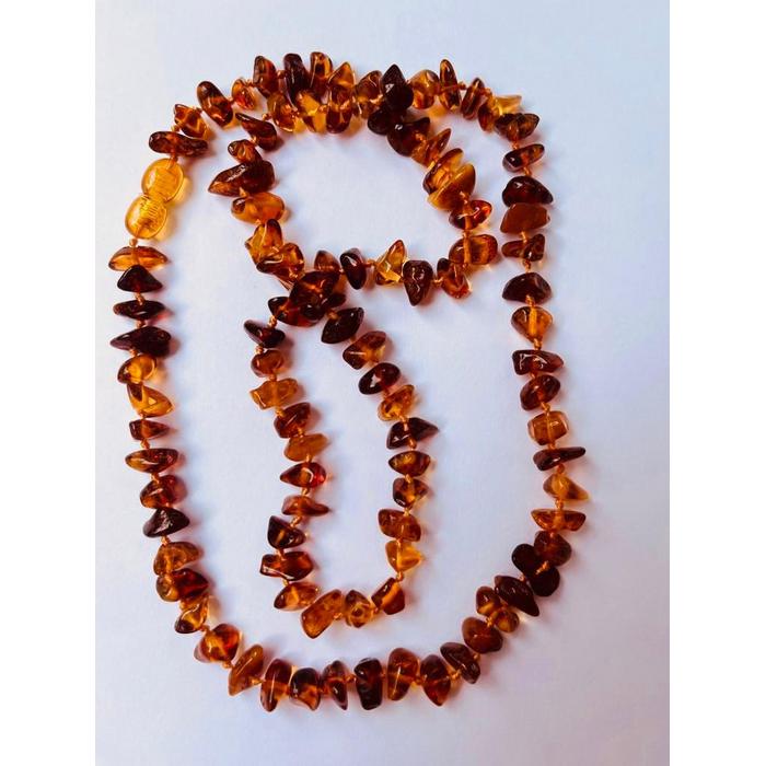 Damla Kehribar Konyak Renk 65 cm Unisex Kolye