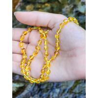 Damla Kehribar Limon Renk Yetişkin Kolye Barok 50 cm