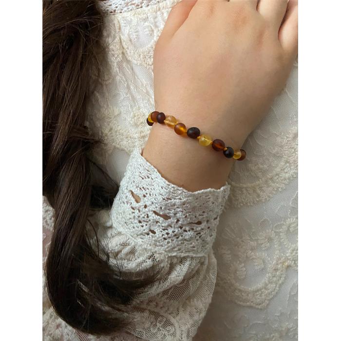 Damla Kehribar Mat Karışık 16 cm Çocuk Bileklik Sertifikalı
