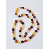 Damla Kehribar Mat Karışık Renk Yetişkin Kolye Barok 50 cm