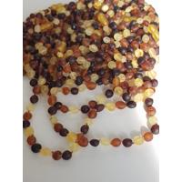 Damla Kehribar Mat Karışık Renk Yetişkin Kolye Barok 50 cm