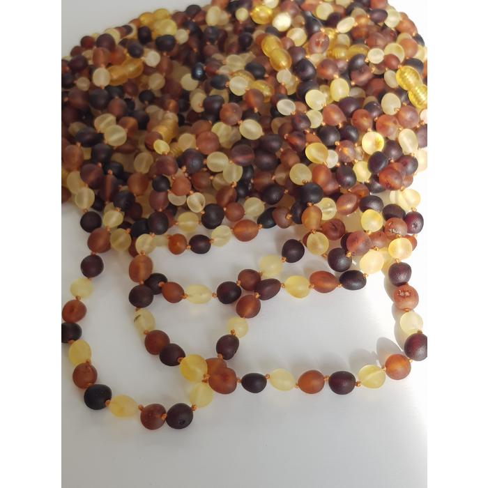 Damla Kehribar Mat Karışık Renk Yetişkin Kolye Barok 50 cm