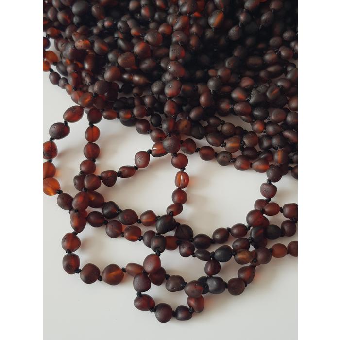 Damla Kehribar Mat Vişne Anne - Baba Kolye Unisex Sertifikalı 50 cm