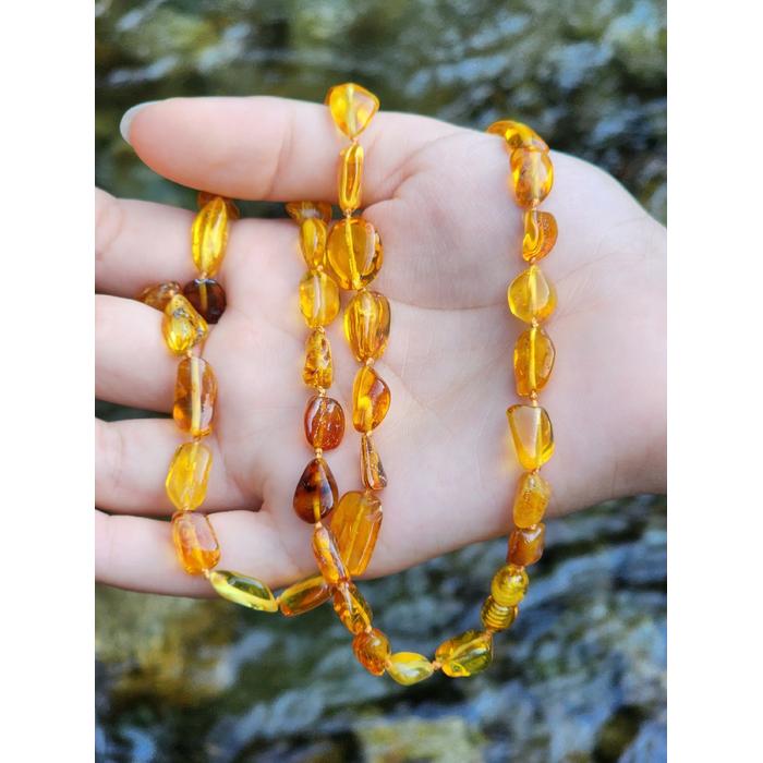 Damla Kehribar Serbest Kesim Natürel Renk 50 cm Kolye Unisex