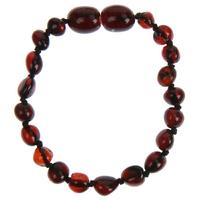 Damla Kehribar Vişne Renk Anne Baba Yetişkin Kolye - Bileklik Set Unisex