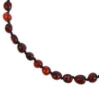 Damla Kehribar Vişne Renk Anne Baba Yetişkin Kolye - Bileklik Set Unisex