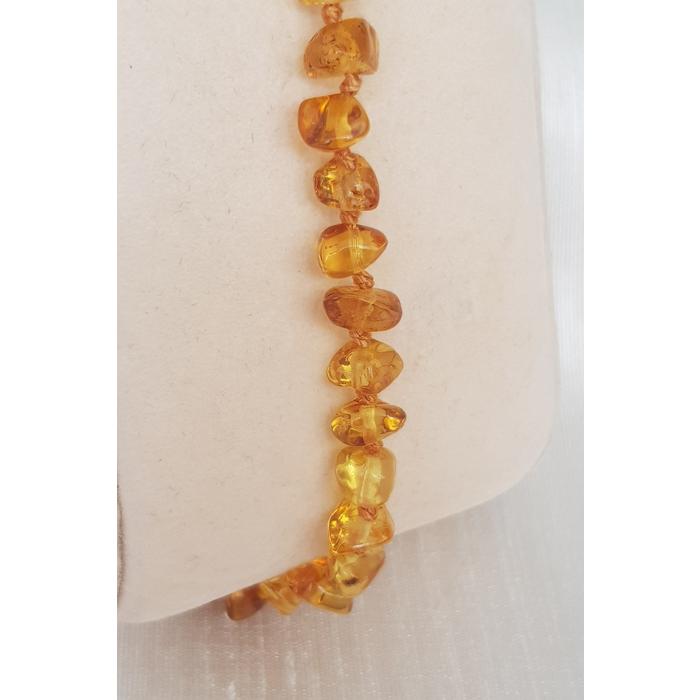 Damla Kehribar Yetişkin Bileklik 18 cm Bal Renk
