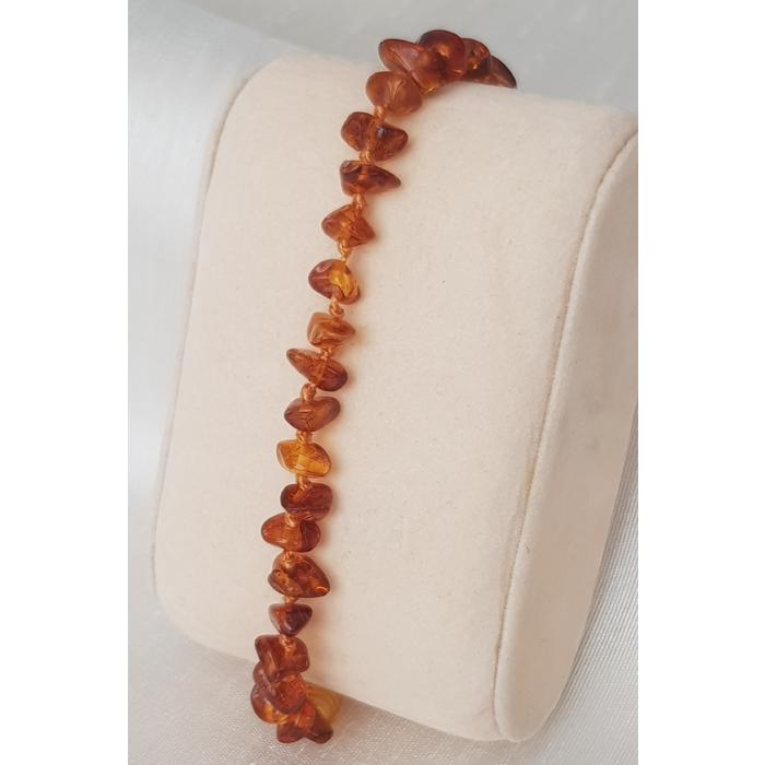 Damla Kehribar Yetişkin Bileklik 18 cm Karamel Renk