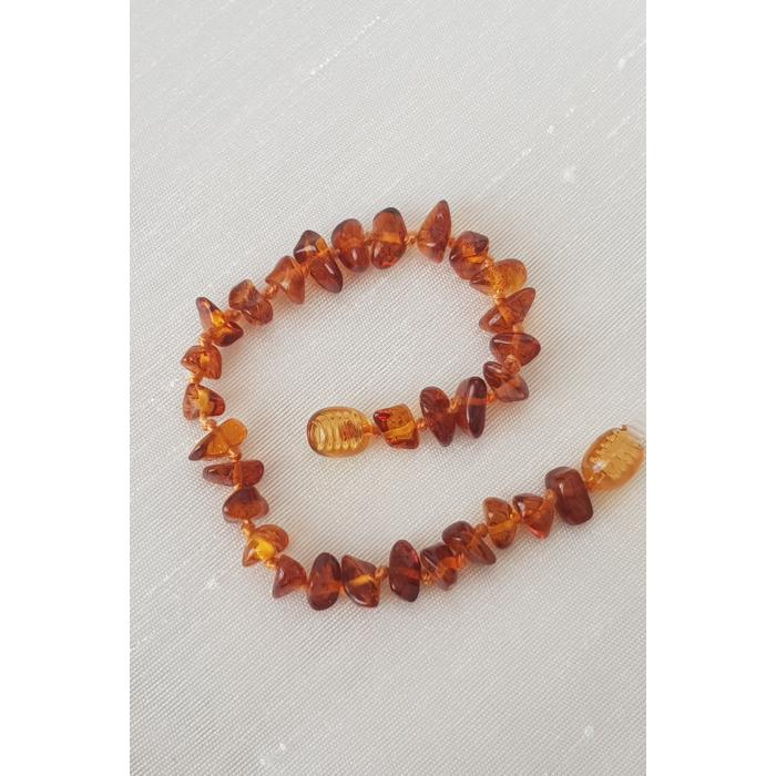 Damla Kehribar Yetişkin Bileklik 18 cm Karamel Renk