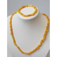 Damla Kehribar Yetişkin Kolye Bileklik Set 52 - 18 cm Sertifikalı Süt Rengi