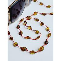 Doğal Taş Amber Caribbean Kehribar Gözlük Zinciri, 70 cm