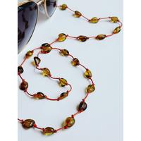 Doğal Taş Amber Caribbean Kehribar Gözlük Zinciri, 70 cm