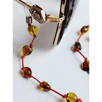 Doğal Taş Amber Caribbean Kehribar Gözlük Zinciri, 70 cm