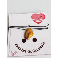 Doğal Taş Kehribar Kolye Ucu Ayarlanabilir Uzunluk