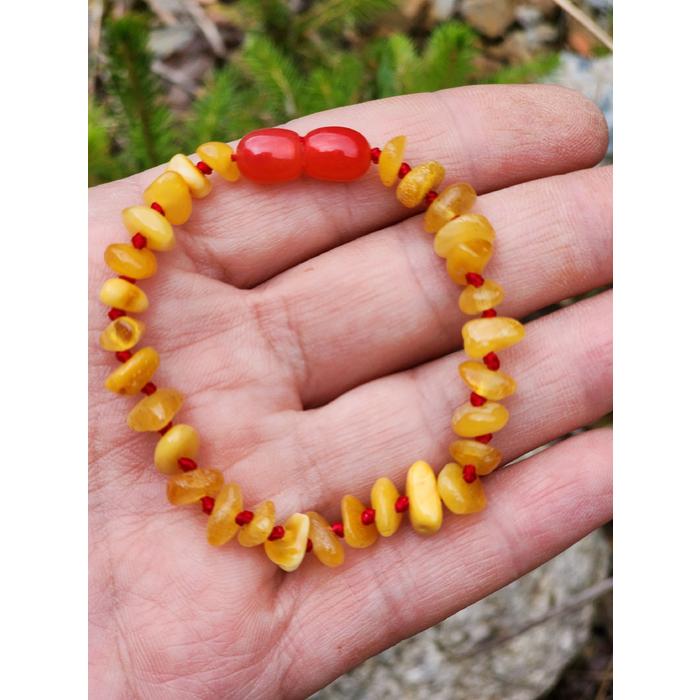 Kehribar Ağrı Kesici Bebek Çocuk Bileklik 16 cm Kırmızı Tasarım
