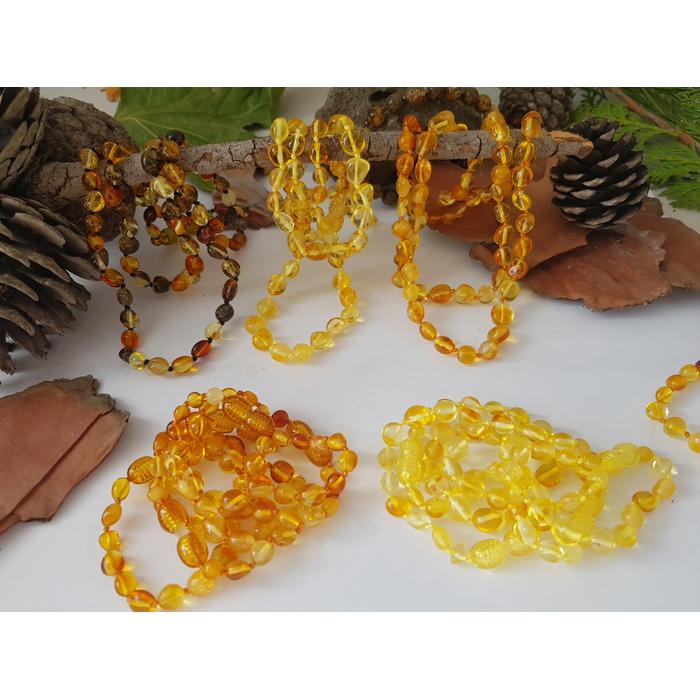 Damla Kehribar Bebek Limon Kolye Bileklik Set Barok