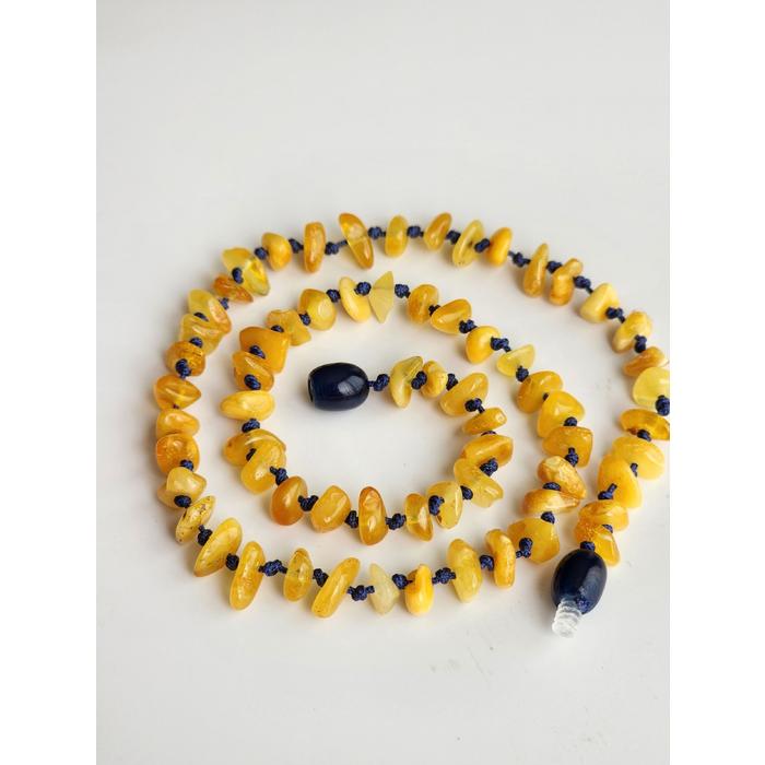 Kehribar Çocuk Başarı Kolyesi Mavi İp 40 cm
