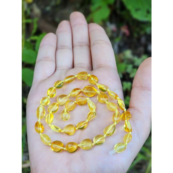 Kehribar Çocuk Kolye 40 cm Parlak Limon Renk