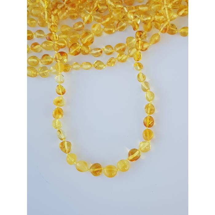 Kehribar Çocuk Kolye 40 cm Parlak Limon Renk