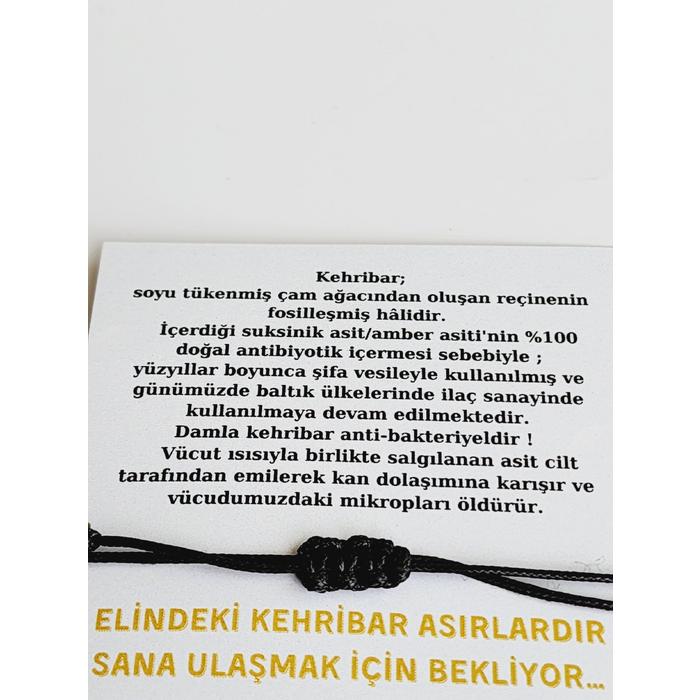 Seni Seviyorum Kehribar Bileklik Asansörlü Siyah İp