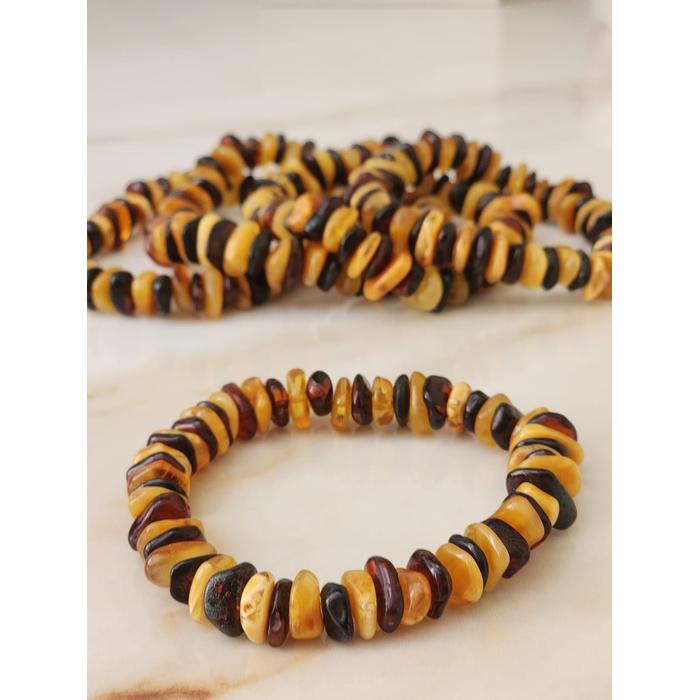 Damla Kehribar Multicolor  Kadın Bileklik 18 cm Sertifikalı