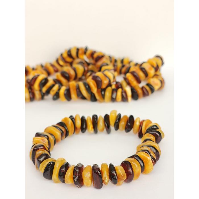Damla Kehribar Multicolor Erkek Bileklik 22 cm Sertifikalı
