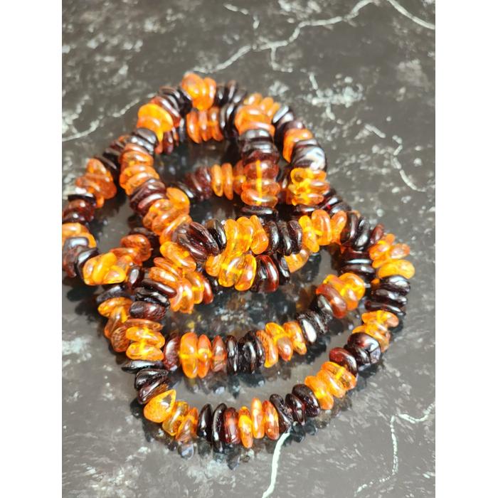 Damla Kehribar Parlak Multicolor Unisex Bileklik 20 cm