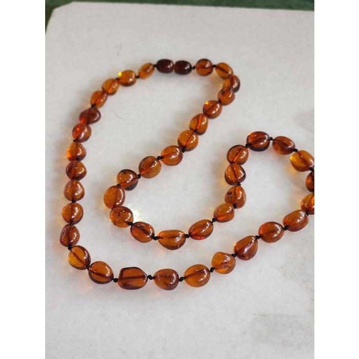 Karamel Renk % 100 Damla Kehribar Kolye 50 cm