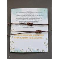 Kehribar Arkadaş Bilekliği-Çift Bilekliği Kahverengi Renk Ayarlanabilir Uzunluk