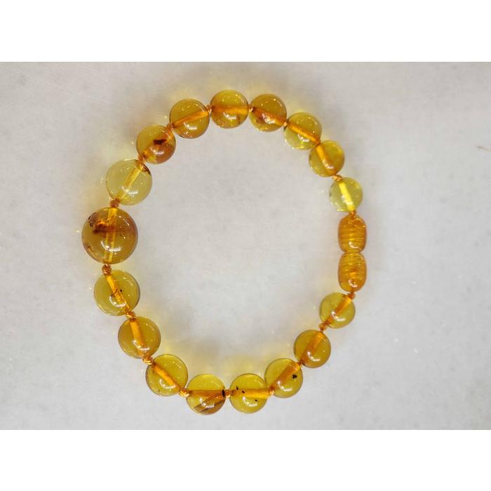 Özel Tasarım Yuvarlak Bal Renk Kehribar Bileklik 19 cm