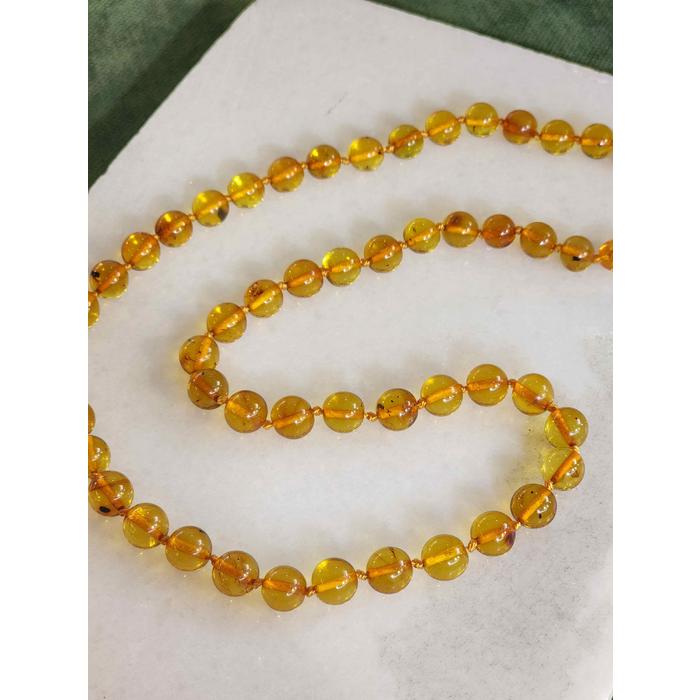 Özel Tasarım Yuvarlak Taneler Damla Kehribar Sertifikalı Kolye