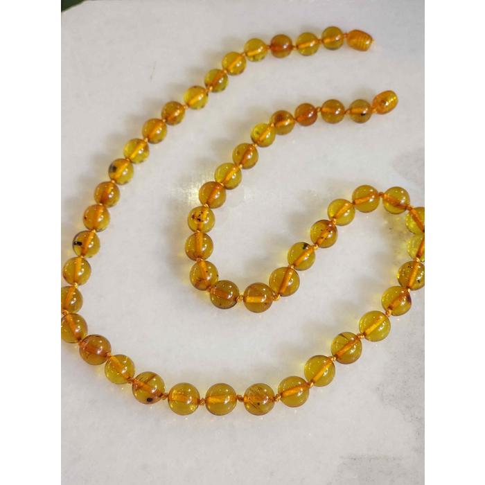 Özel Tasarım Yuvarlak Taneler Damla Kehribar Sertifikalı Kolye