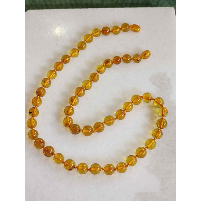 Özel Tasarım Yuvarlak Taneler Damla Kehribar Sertifikalı Kolye