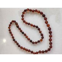 Özel Tasarım Yuvarlak Taneler Vişne Renk Damla Kehribar Sertifikalı Kolye