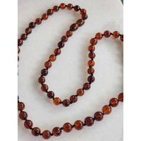 Özel Tasarım Yuvarlak Taneler Vişne Renk Damla Kehribar Sertifikalı Kolye