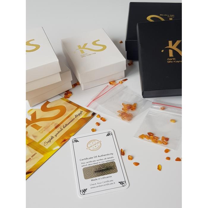 Özel Tasarım Yuvarlak Taneler Vişne Renk Damla Kehribar Sertifikalı Kolye